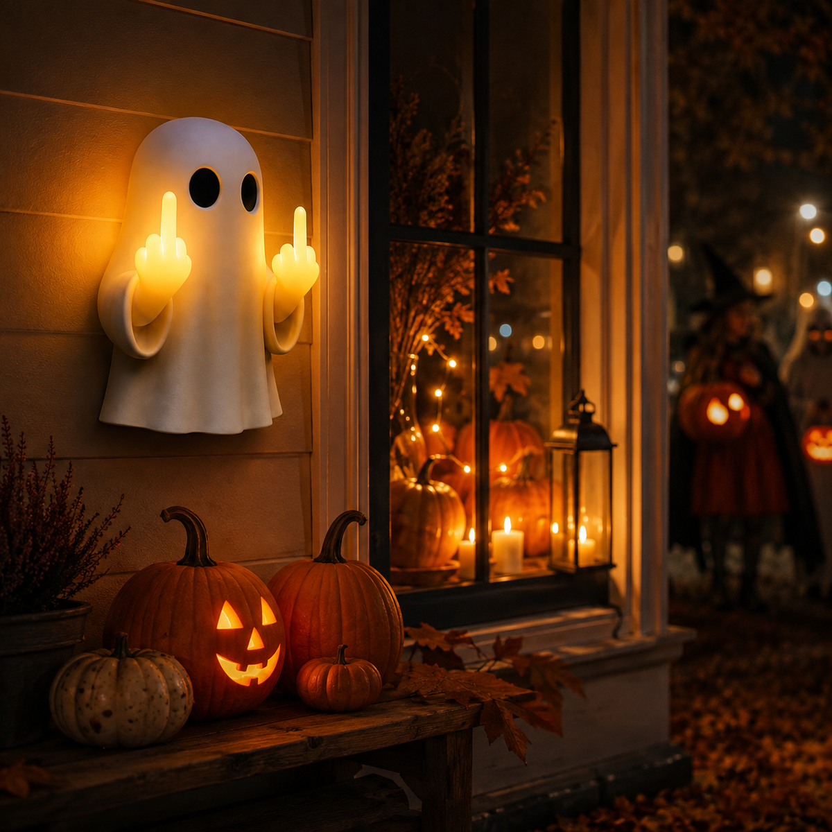 👻🔥Funny Ghost Middle Finger LED Lamp