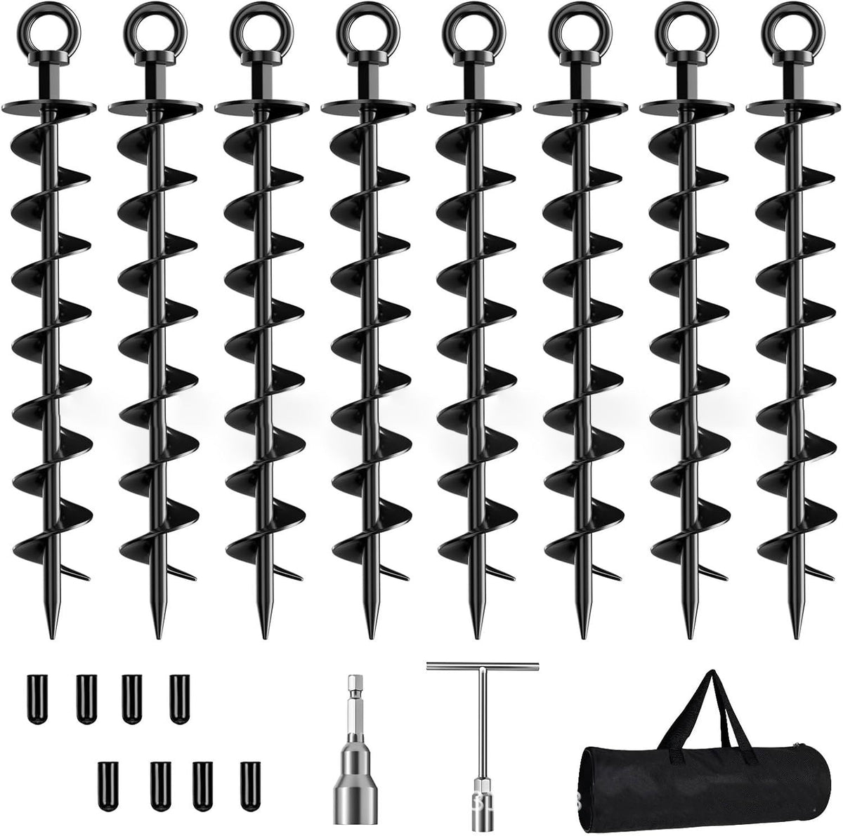 ๐ Heavy-Duty Full Spiral Ground Anchors โ Drill-Ready Steel Tie-Down Stakes for Tents & Trampolines ๐ฉ