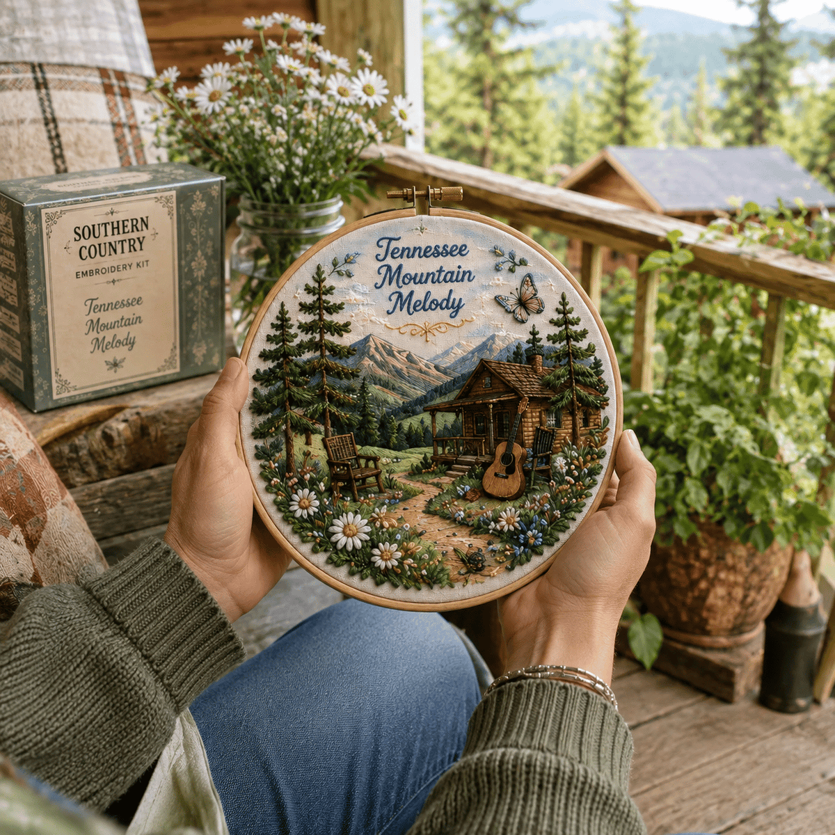 ๐ผ Beginner-Friendly Dolly Southern Country Needlework DIY Kit | Complete Kit with Pre-Printed Fabric, Wooden Hoop, Floss, Needles & Step-by-Step Guide Included ๐