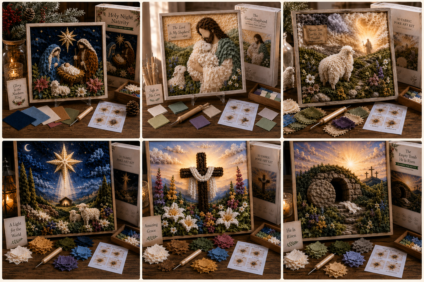 🔥 LAST DAY 49% OFF – ✝️🧵 Premium 3D Christian Fabric Poke Art Kit | No-Sew Faith Craft with Pre-Punched Board, Fabric Squares & Display Stand 🕊️✨