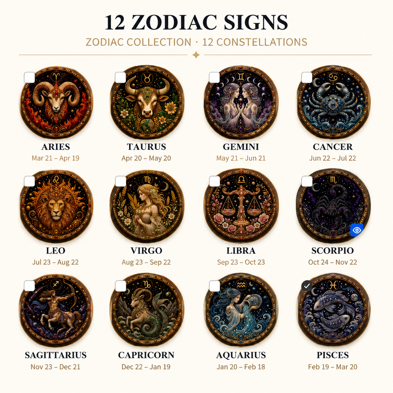 ๐ฅ LAST DAY 49% OFF โ โจ Premium 3D Pearl 12 Zodiac Signs Art Kit โ๐๐