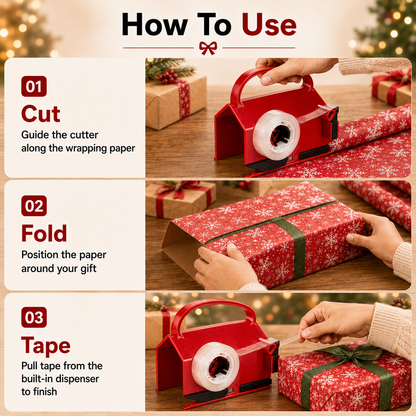 🎁 2-in-1 Wrapping Cutter & Tape Dispenser
