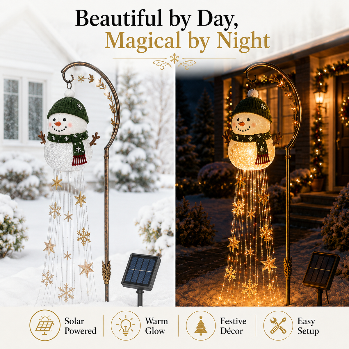 ☃️ Snowman Sparkle Cascade™ Solar Garden Light