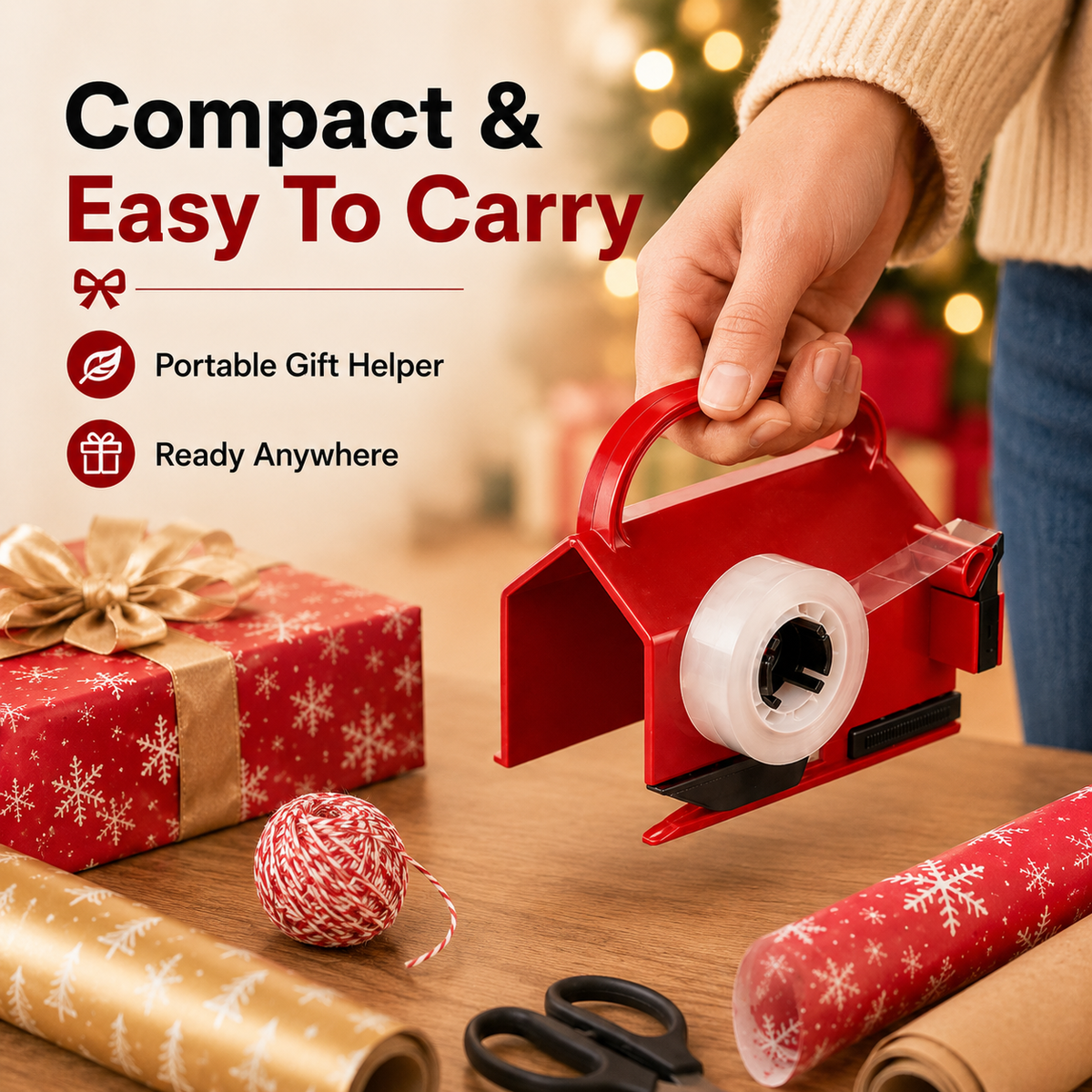 🎁 2-in-1 Wrapping Cutter & Tape Dispenser