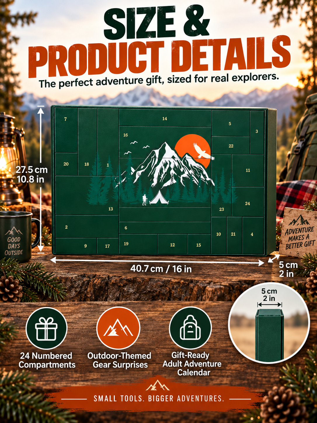 🏕️ OUTDOOR LOVER FAVORITE | 24-Piece Camping Gear Advent Calendar – Christmas Countdown Gift for Adults