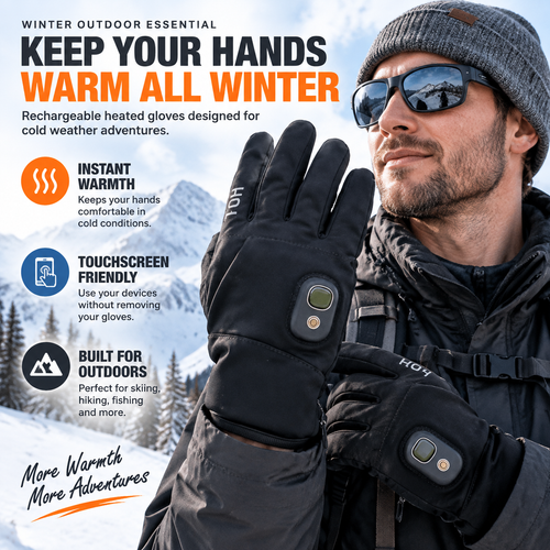 🔥 HOT SALE | Rechargeable Heated Gloves –  Touchscreen Winter Gloves with Adjustable Heat for Skiing, Hiking & Outdoor Use