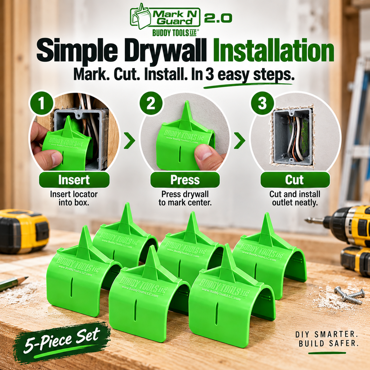 🎯 5-Piece Drywall Electrical Box Locator & Wire Protection Tool Set