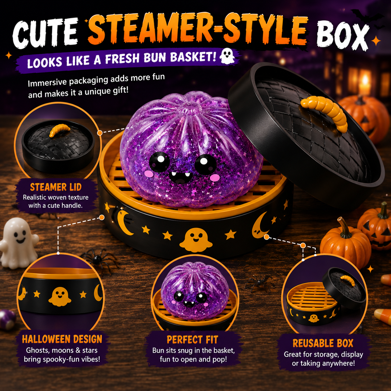 🔥 55% OFF TODAY 🎃 Halloween Steamed Bun Squishy Mystery Box Toy