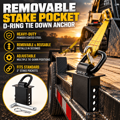 Removable Trailer Stake Pocket D-Ring Tie-Down Anchors