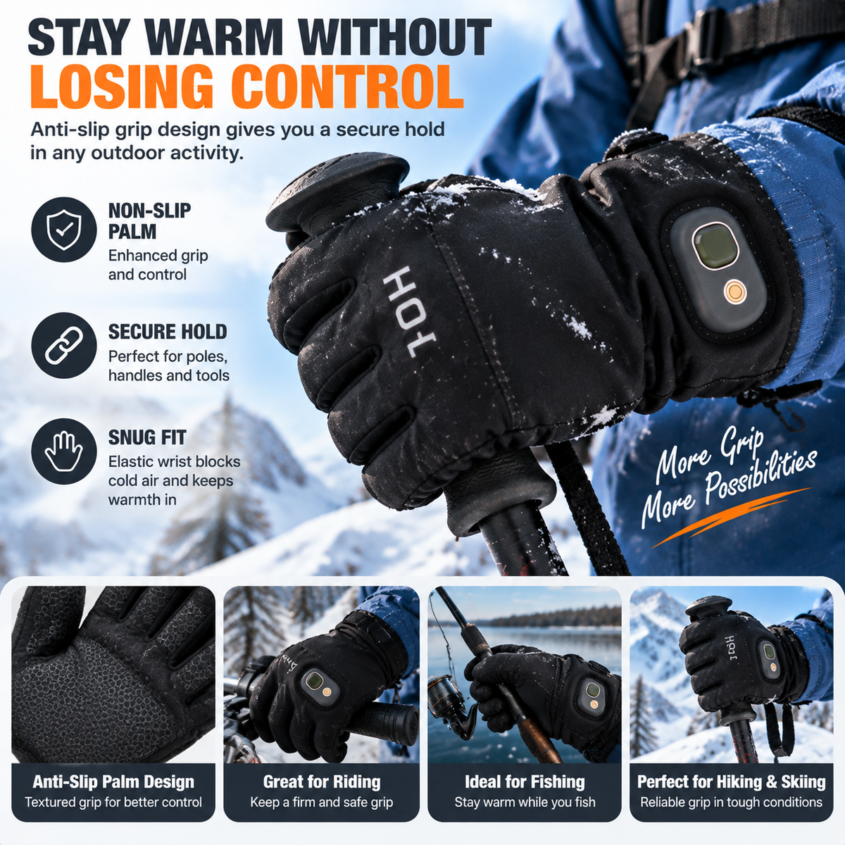 🔥 HOT SALE | Rechargeable Heated Gloves –  Touchscreen Winter Gloves with Adjustable Heat for Skiing, Hiking & Outdoor Use