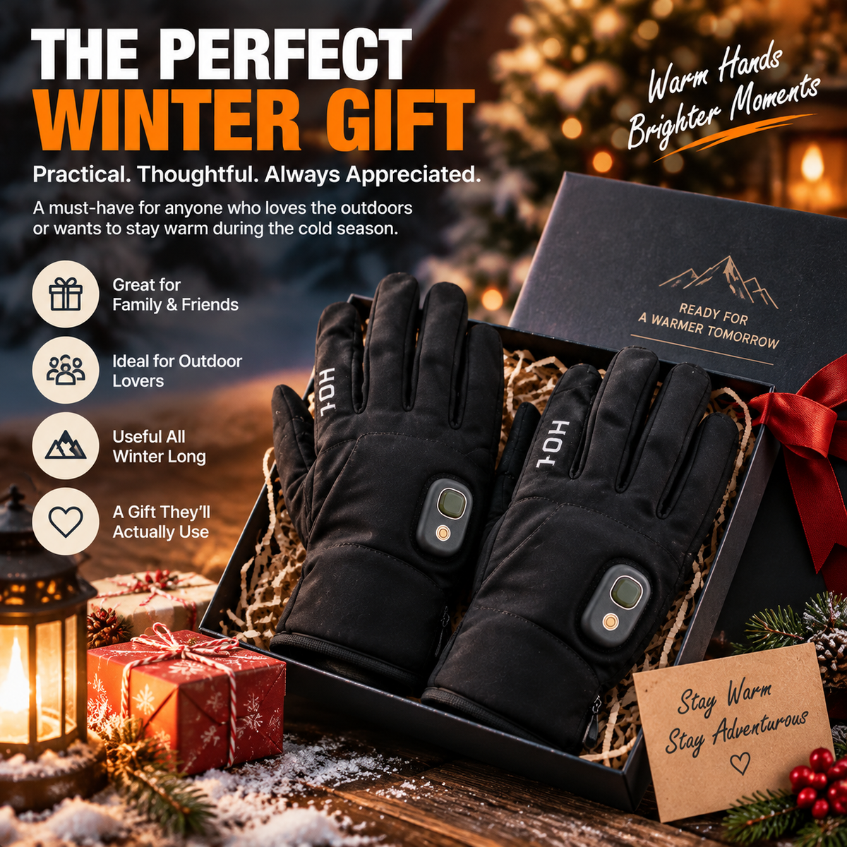 🔥 HOT SALE | Rechargeable Heated Gloves –  Touchscreen Winter Gloves with Adjustable Heat for Skiing, Hiking & Outdoor Use