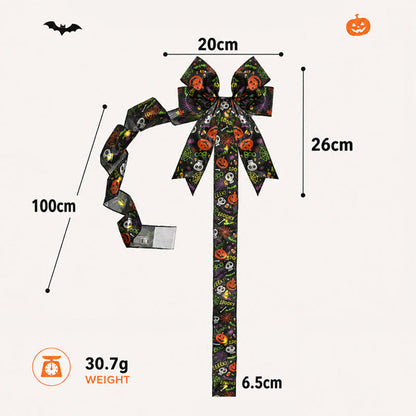 🎀🎃Halloween Cabinet Bow Decor - Cute Pumpkin Ribbon Wreath, Festive Kitchen Cupboard & Door Hanging Decorations