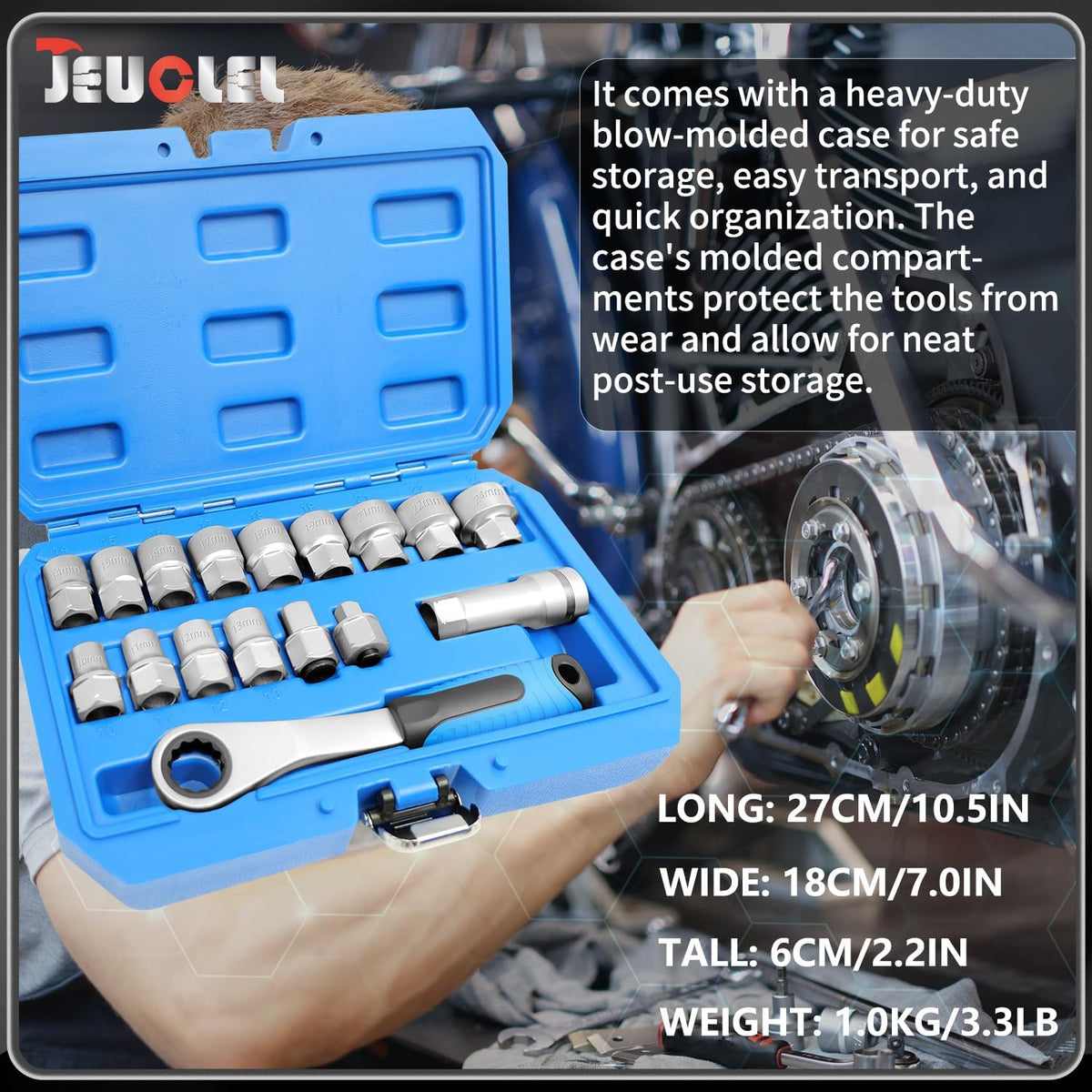 🔧 17-Piece Pass-Through Socket Set – Chrome Vanadium Steel Ratchet Kit for Long Bolts & Tight Spaces ⚙️
