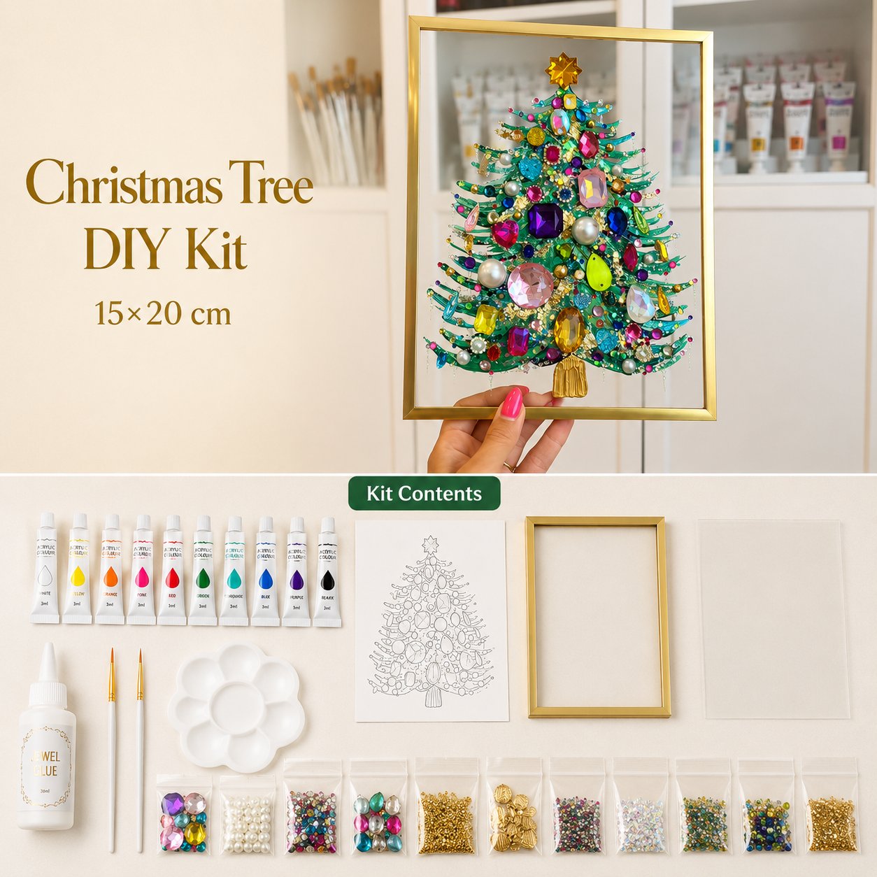 🔥 LAST DAY 49% OFF – 🎄 DIY Jeweled Christmas Tree Art Kit 💎✨