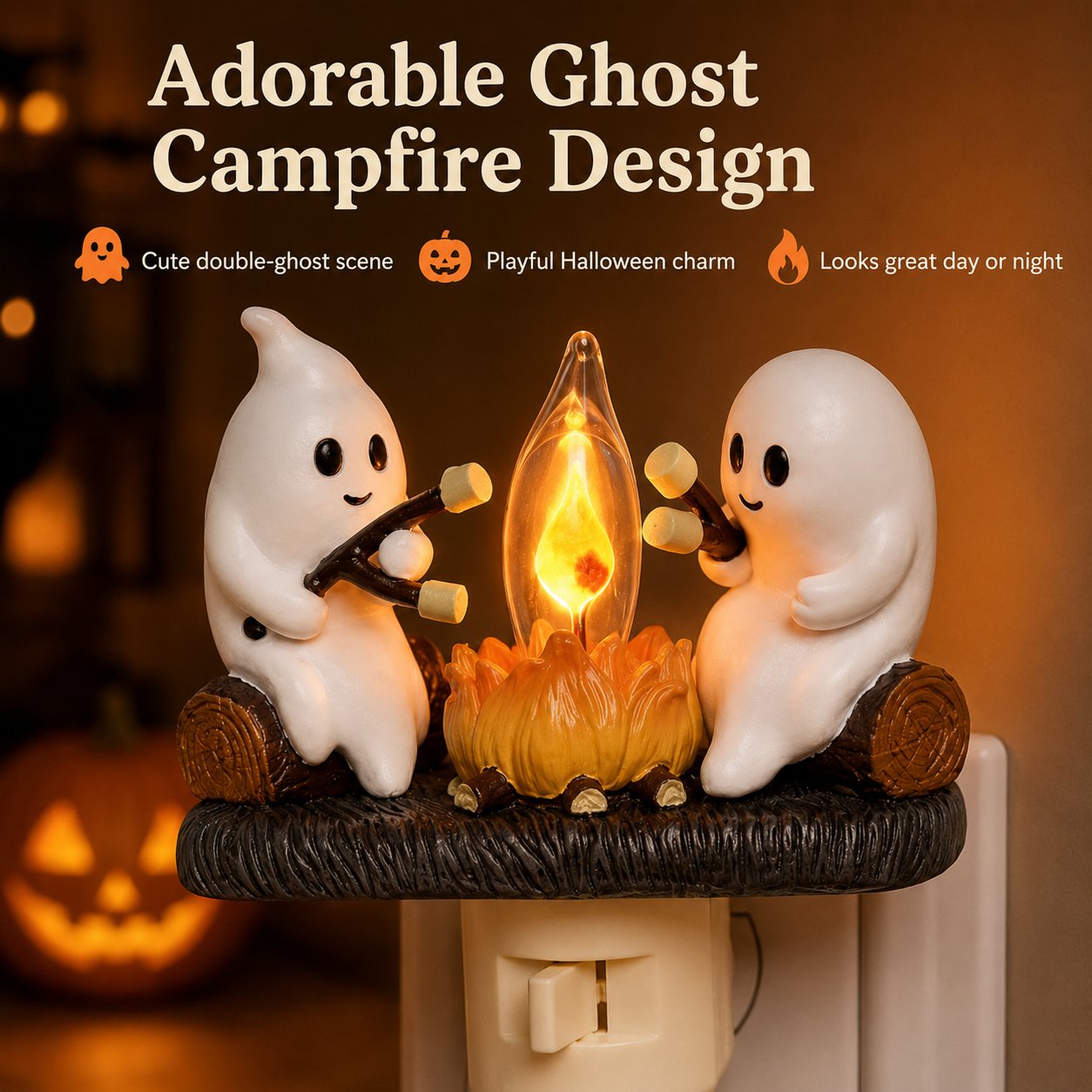 👻Cute Ghost Campfire Halloween Nightlight🔥