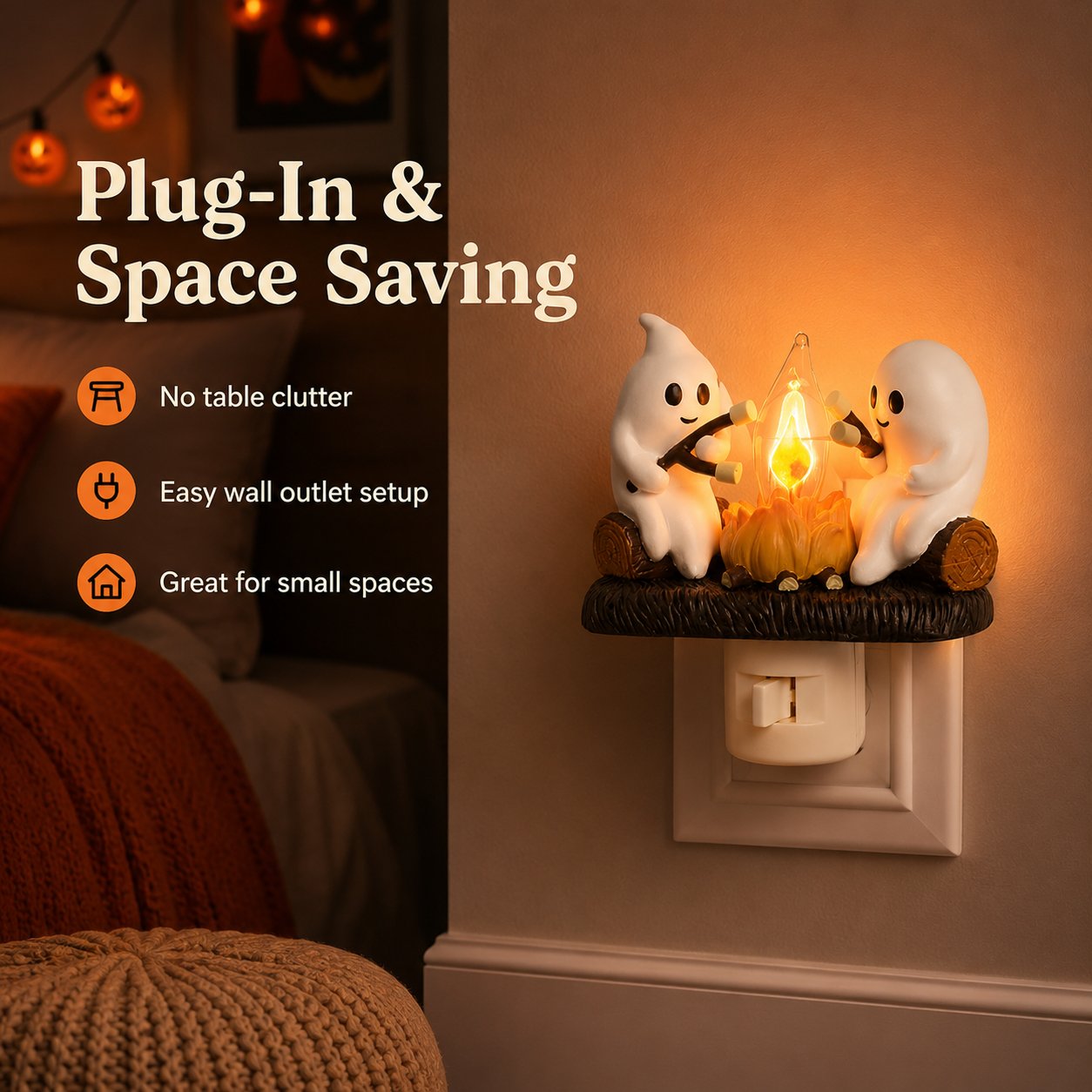 👻Cute Ghost Campfire Halloween Nightlight🔥