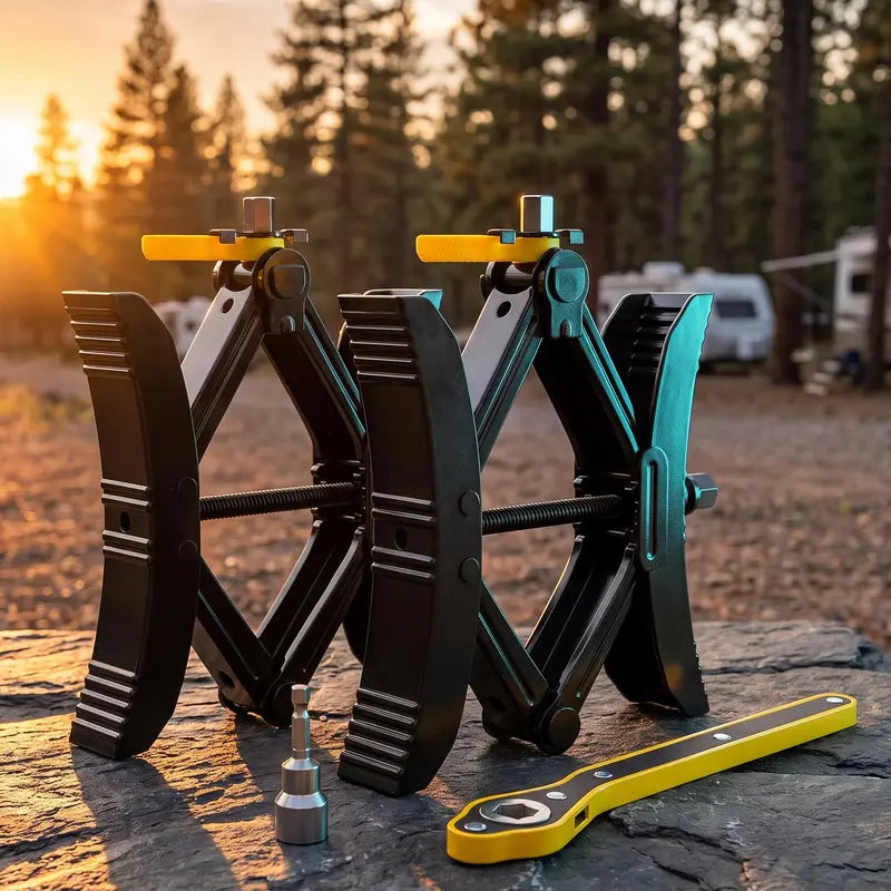 LELUMP™ RV Tire Stabilizer – X-Shaped Dual Tire Chock for Travel Trailers, Motorhomes & Campers