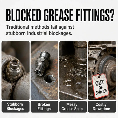 LELUMP™ Heavy-Duty Grease Fitting Cleaner – 600 PSI High-Pressure Grease Gun Unclogging Tool with M6/M8/M10 Adapters🔧