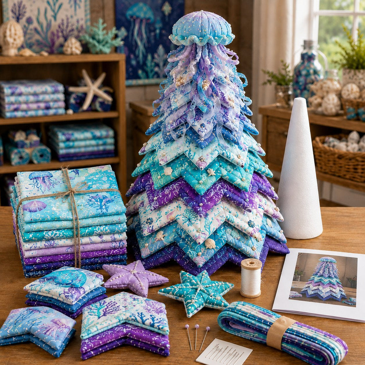 🌊 Ocean Dream Layered Fabric Art Kit – Create Your Own Coastal Decor