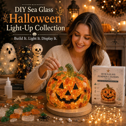 🔥😍 Last Day 49% OFF – 🎃 Beginner-Friendly DIY Lighted Sea Glass Halloween Character Kit Collection💕