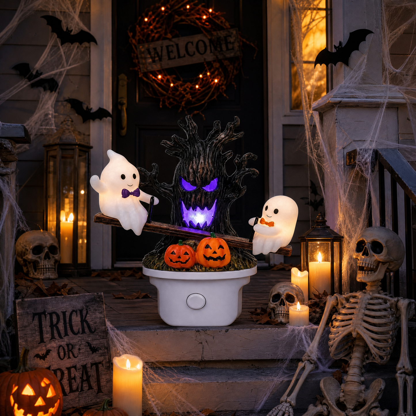 🎃 Last Day 50% OFF——👻 Animated Ghost Seesaw Plug-In Night Light – Halloween Decor