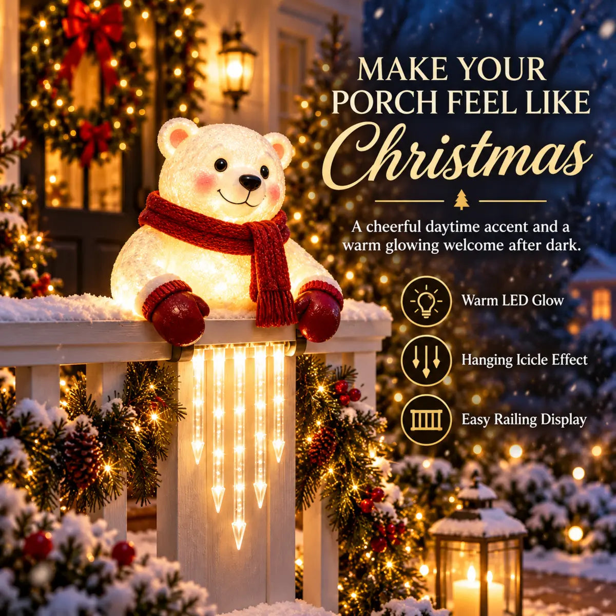 🐻🎄 Winter Light Cute Bear Icicle Light