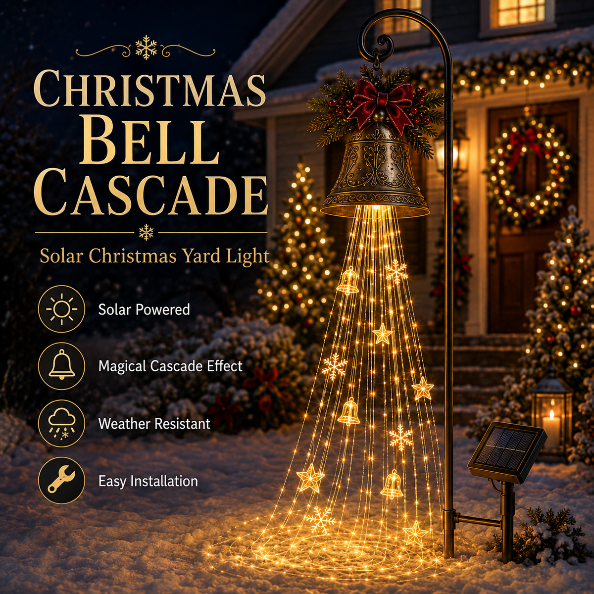 ✨✨Hot Sale 50% OFF🎄 Christmas Bell Cascade Solar Yard Light✨
