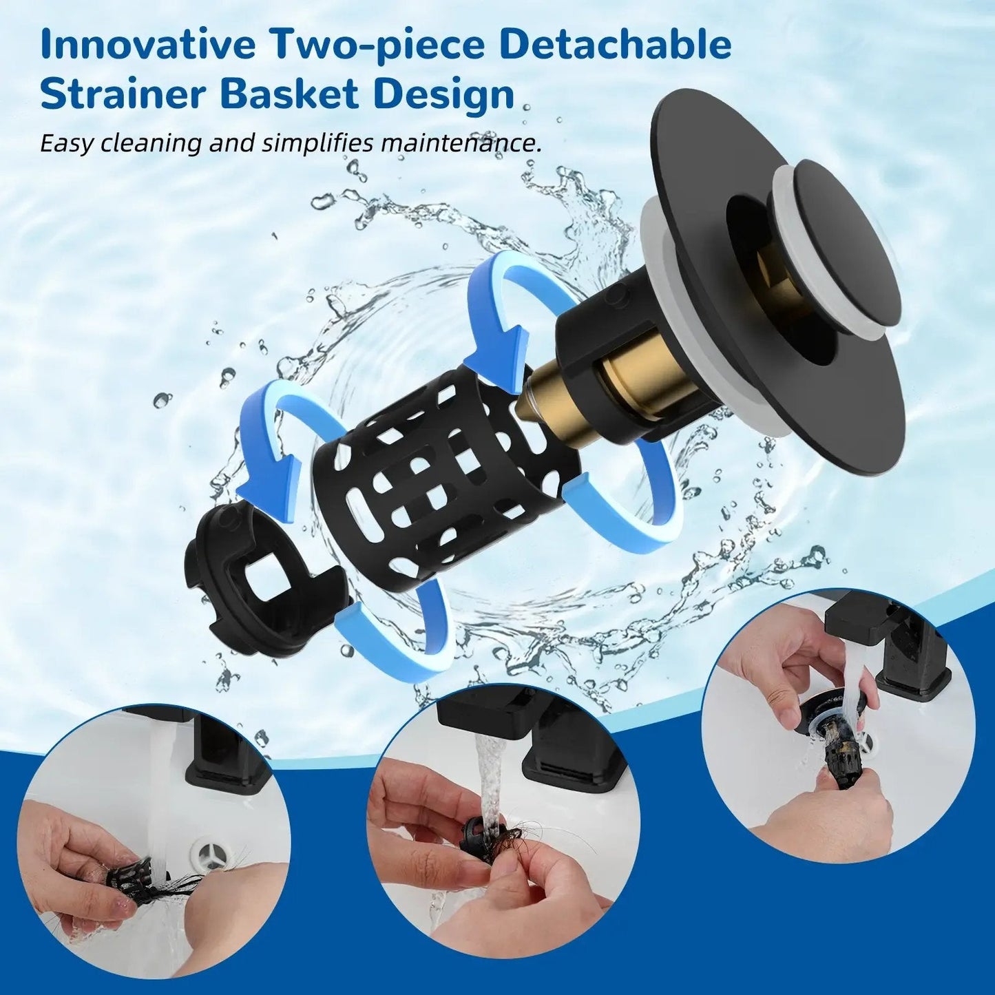 Upgraded 3-in-1 Bathroom Sink Drain Strainer Bathroom Decor Accessory