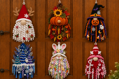 🧶 DIY Seasonal 3D Crochet Door Hanger Kit Collection — Create A Handmade Welcome For Every Season 💕