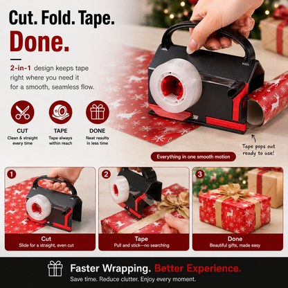 🎁 2-in-1 Wrapping Cutter & Tape Dispenser