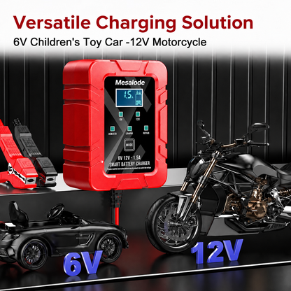 1.5A 6V/12V Smart Battery Charger – LCD Display & Battery Repair Mode