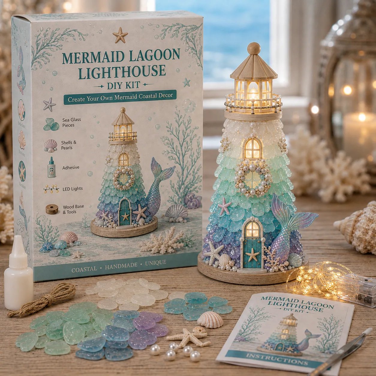 ⏳ Last Day 49% OFF – 🌊 Beginner-Friendly DIY Lighted Sea Glass💕