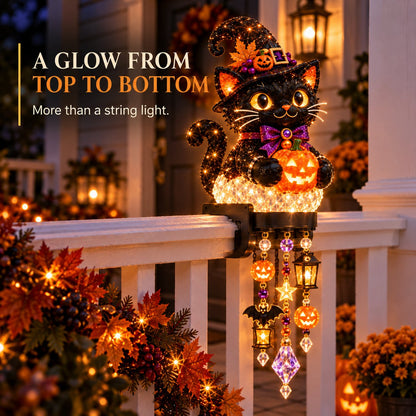 🎃 Halloween Porch Magic Cascade Railing Lights – Pumpkin, Witch, Ghost & Black Cat🎃🎃