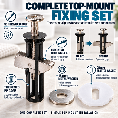 🎃Halloween Deal 50% OFF! 🔒 Universal Locking Toilet Seat Fixing Bolt – 304 Stainless Steel Quick-Lock Kit with 2 Washers
