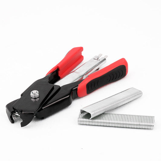 🛠️🛠️Hog Ring Pliers Kits W/ 100 C Clips Staples Tool, Hand Operated Spring Loaded Clamp Fences Tools Farm Animals Nailer Pliers Fastening Bird Chicken Mesh Cage Wire Fencing Household Use