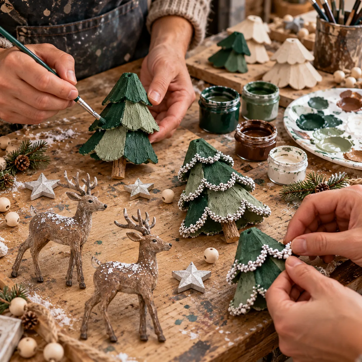 🎃Halloween Deal 50% OFF! Lighted Woodland Christmas Garland with Deer & Mini Tree Ornaments