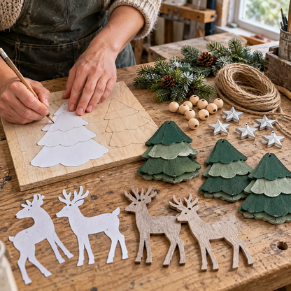 🎃Halloween Deal 50% OFF! Lighted Woodland Christmas Garland with Deer & Mini Tree Ornaments