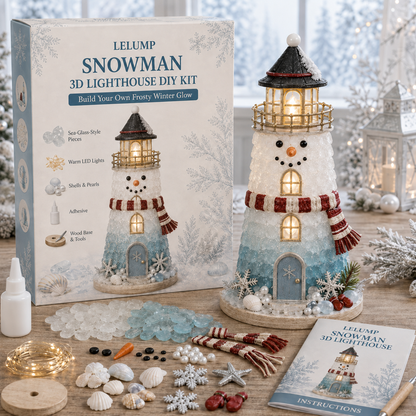 🎄Beginner-Friendly DIY Lighted Christmas Character Sea Glass-Style Lighthouse Kit Collection | Complete Kit with Sea Glass-Style Pieces, LED Lights & Step-by-Step Guide Included 💕