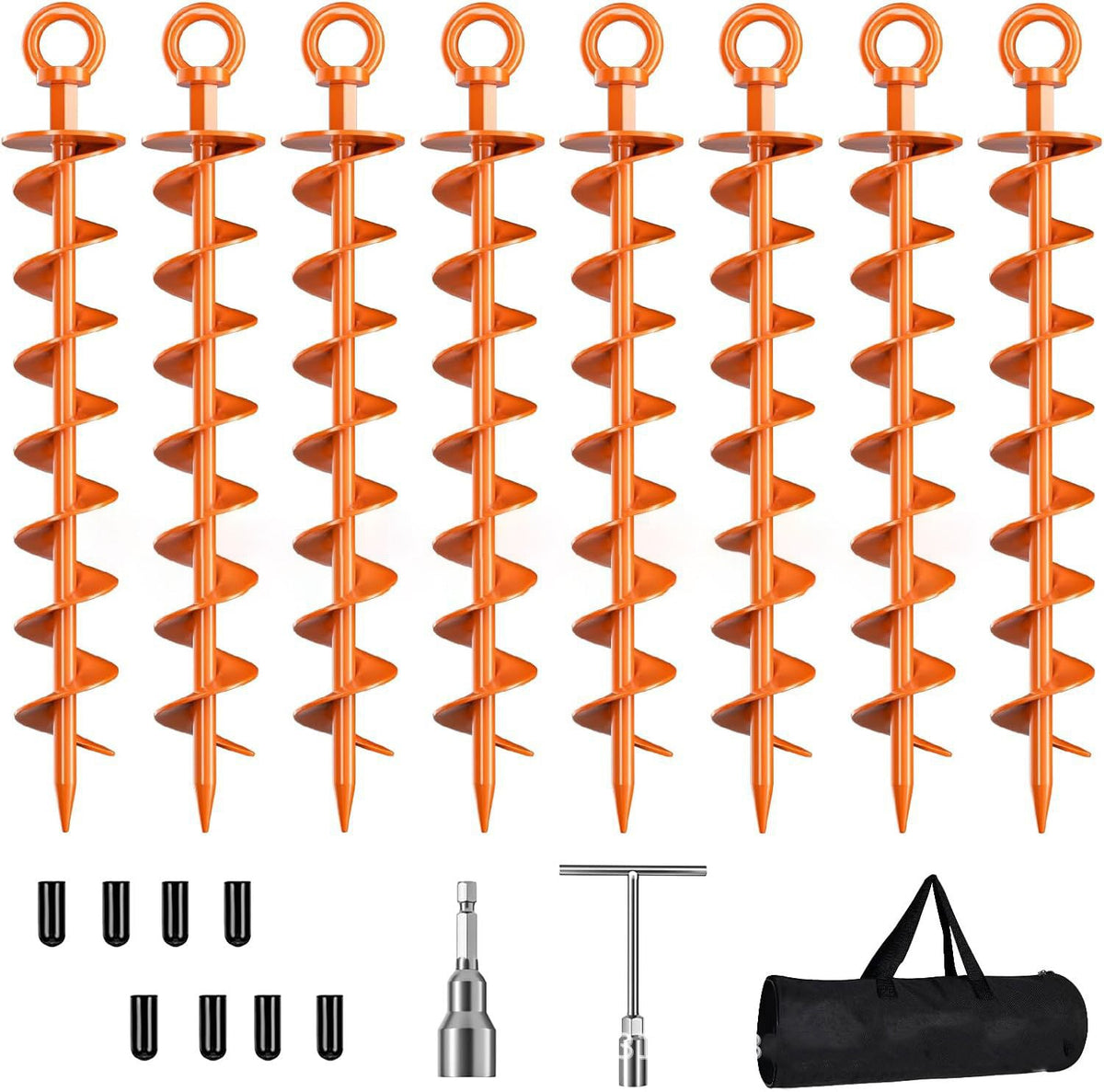 🌀 Heavy-Duty Full Spiral Ground Anchors – Drill-Ready Steel Tie-Down Stakes for Tents & Trampolines 🔩