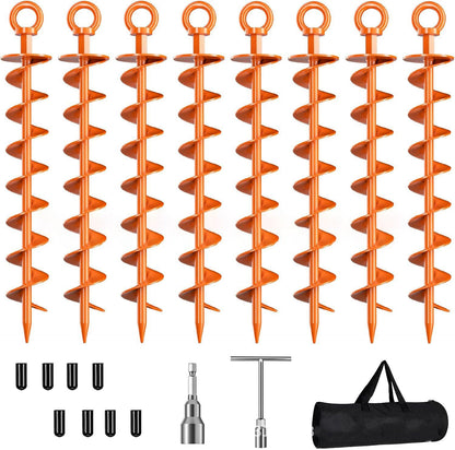 🌀 Heavy-Duty Full Spiral Ground Anchors – Drill-Ready Steel Tie-Down Stakes for Tents & Trampolines 🔩