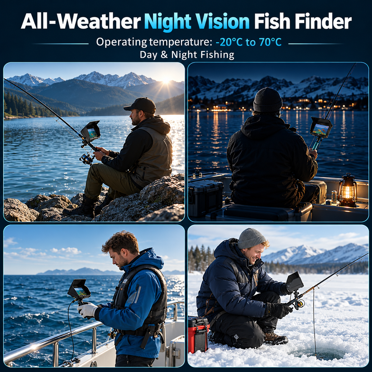 🎣 1080P Underwater Fishing Camera with IR Night Vision – 4.3" Screen, 98ft Cable, 12-Hr Battery | Fish Finder Camera for Ice, Lake, Boat & Kayak