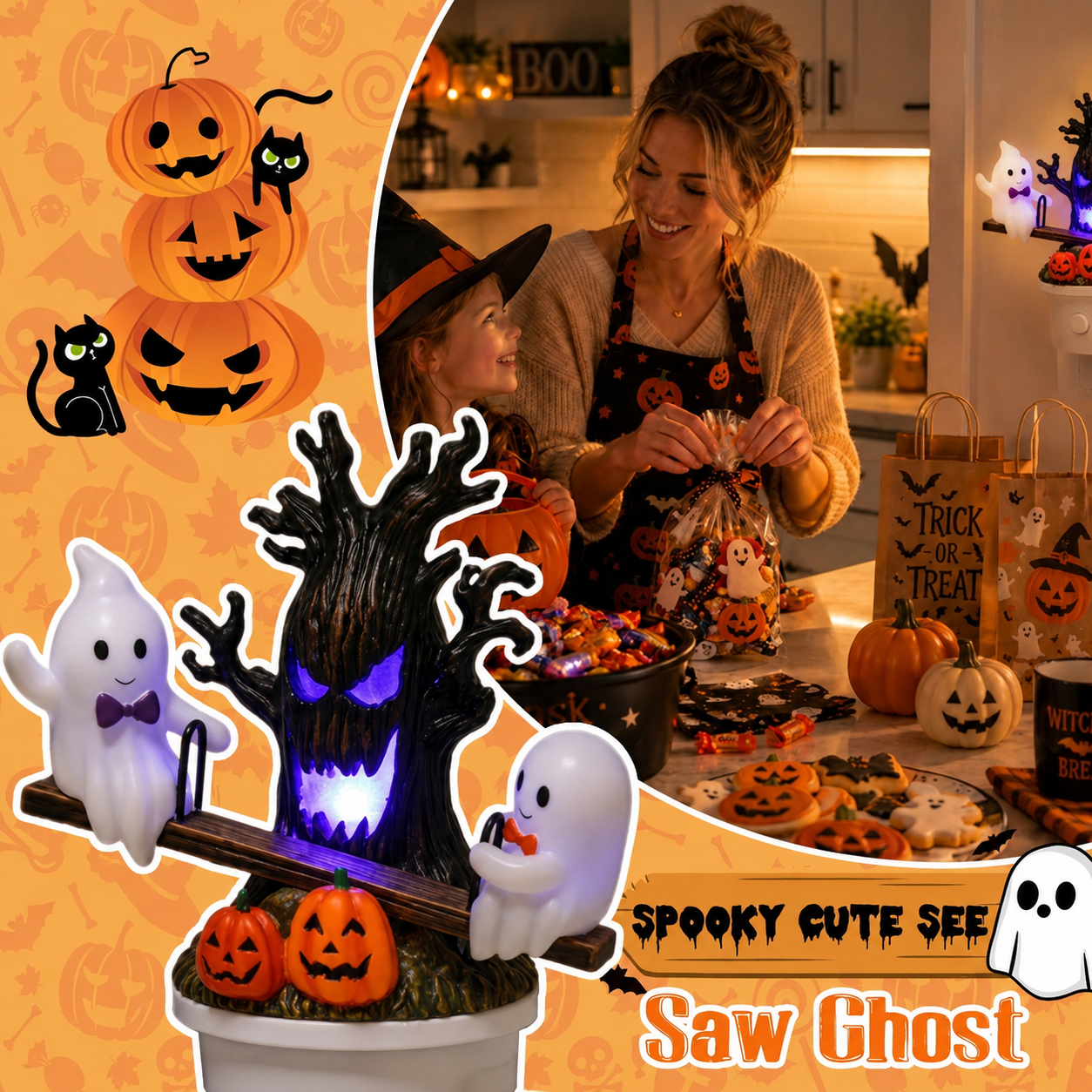 🎃 Last Day 50% OFF——👻 Animated Ghost Seesaw Plug-In Night Light – Halloween Decor
