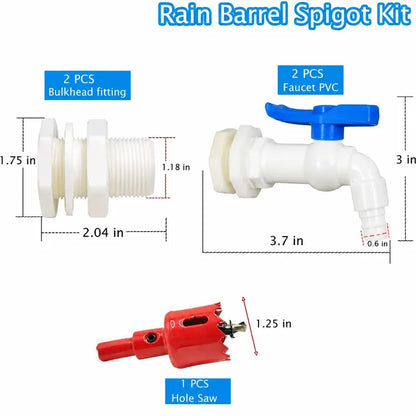 💧 Rain Barrel Spigot Kit – Easy DIY Water Barrel Faucet Set