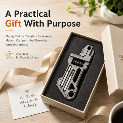 Titanium 8-in-1 Multi-Tool Keychain 8 essential tools in one pocket-sized keychain — ready to open, tighten, cut, and fix whatever the day throws at you.