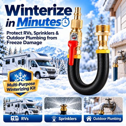 RV Winterizing & Sprinkler Blowout Adapter Kit with Shut-Off Valve