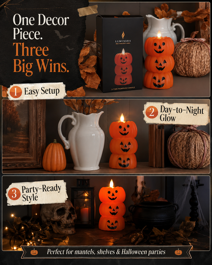 🎃The cozy pumpkin flicker everyone loves — no flame, no wax, no worry.
