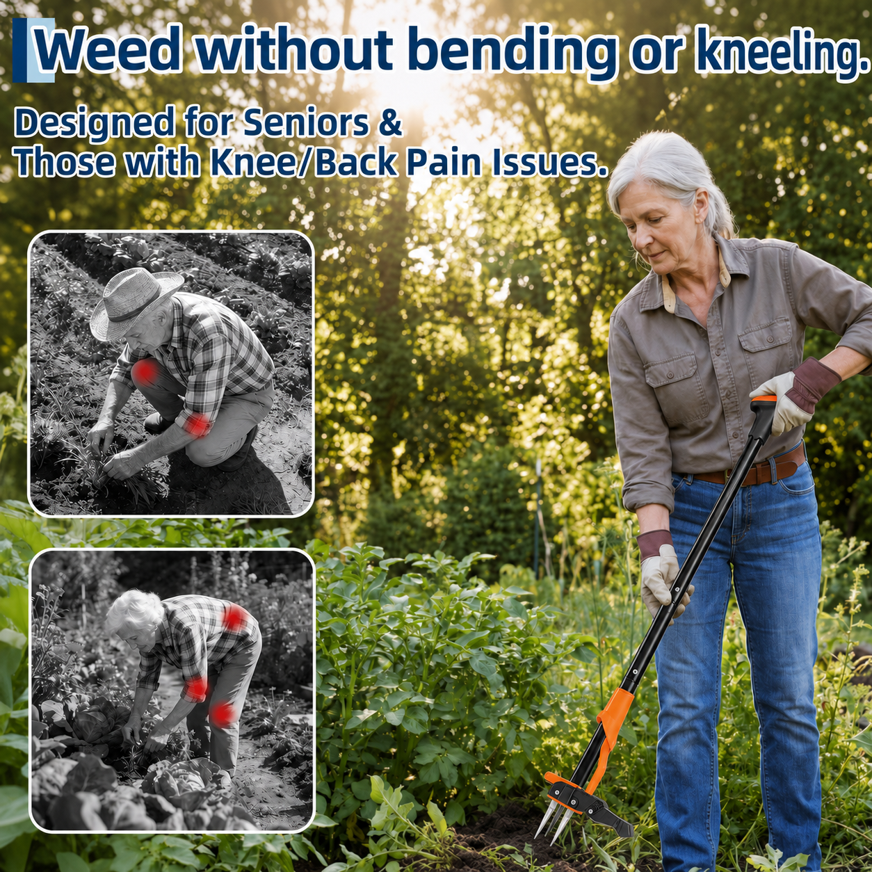 Rip Weeds Out by the Root — Standing Straight Up No bending. No kneeling. No chemicals. Just step, grip, and eject — and the weeds don't come back.