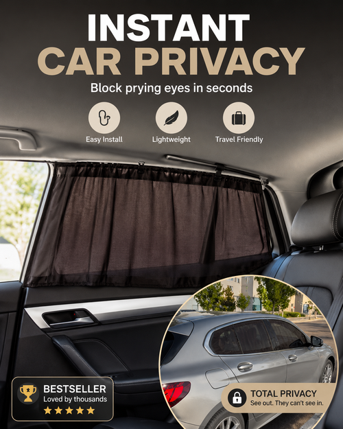 Sleep Anywhere. Zero Prying Eyes. Blackout car curtains that install in 10 seconds — no drilling, no tools, no permanent damage to your vehicle.