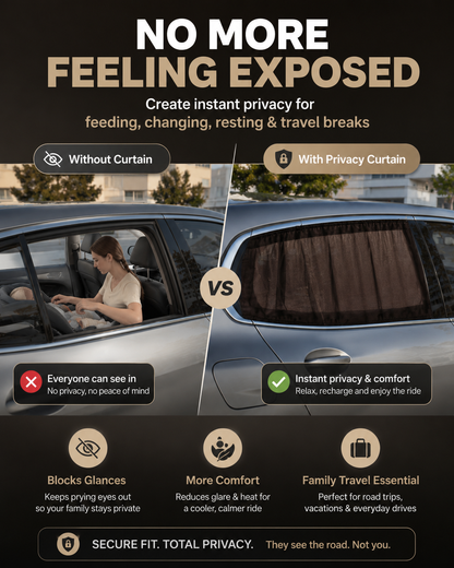 Sleep Anywhere. Zero Prying Eyes. Blackout car curtains that install in 10 seconds — no drilling, no tools, no permanent damage to your vehicle.