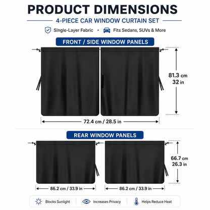 Sleep Anywhere. Zero Prying Eyes. Blackout car curtains that install in 10 seconds — no drilling, no tools, no permanent damage to your vehicle.